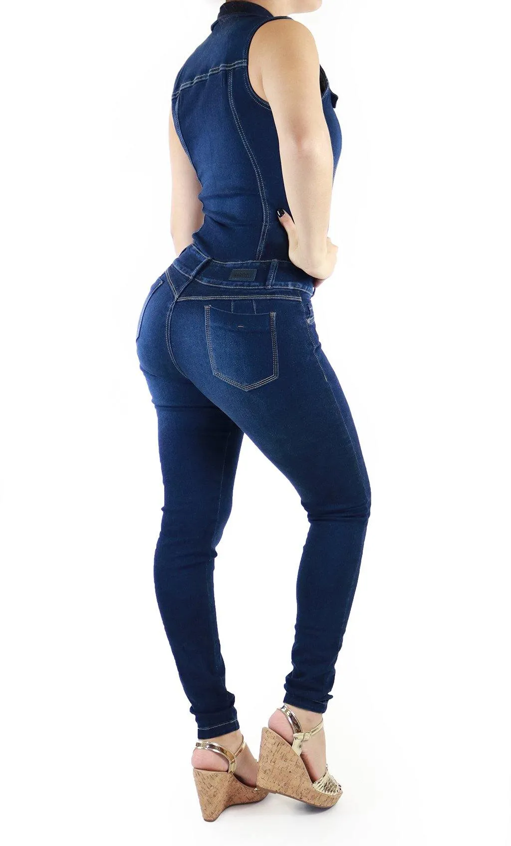 18857 Denim Jumpsuit Maripily Rivera