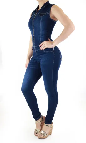 18857 Denim Jumpsuit Maripily Rivera