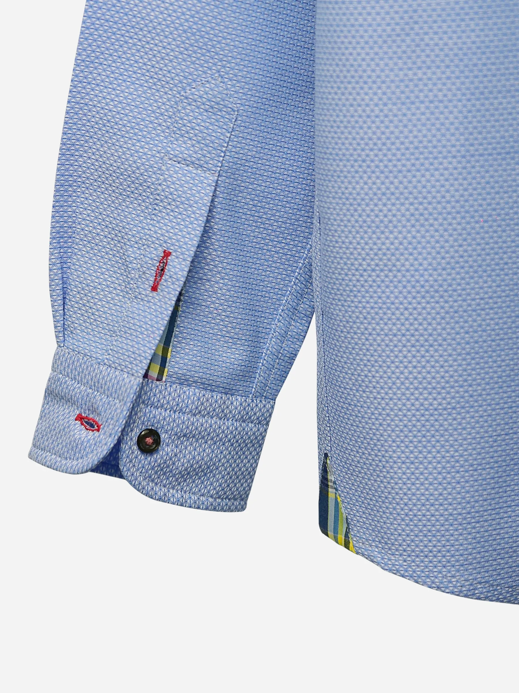 Blue Button Down Textured Casual Shirt