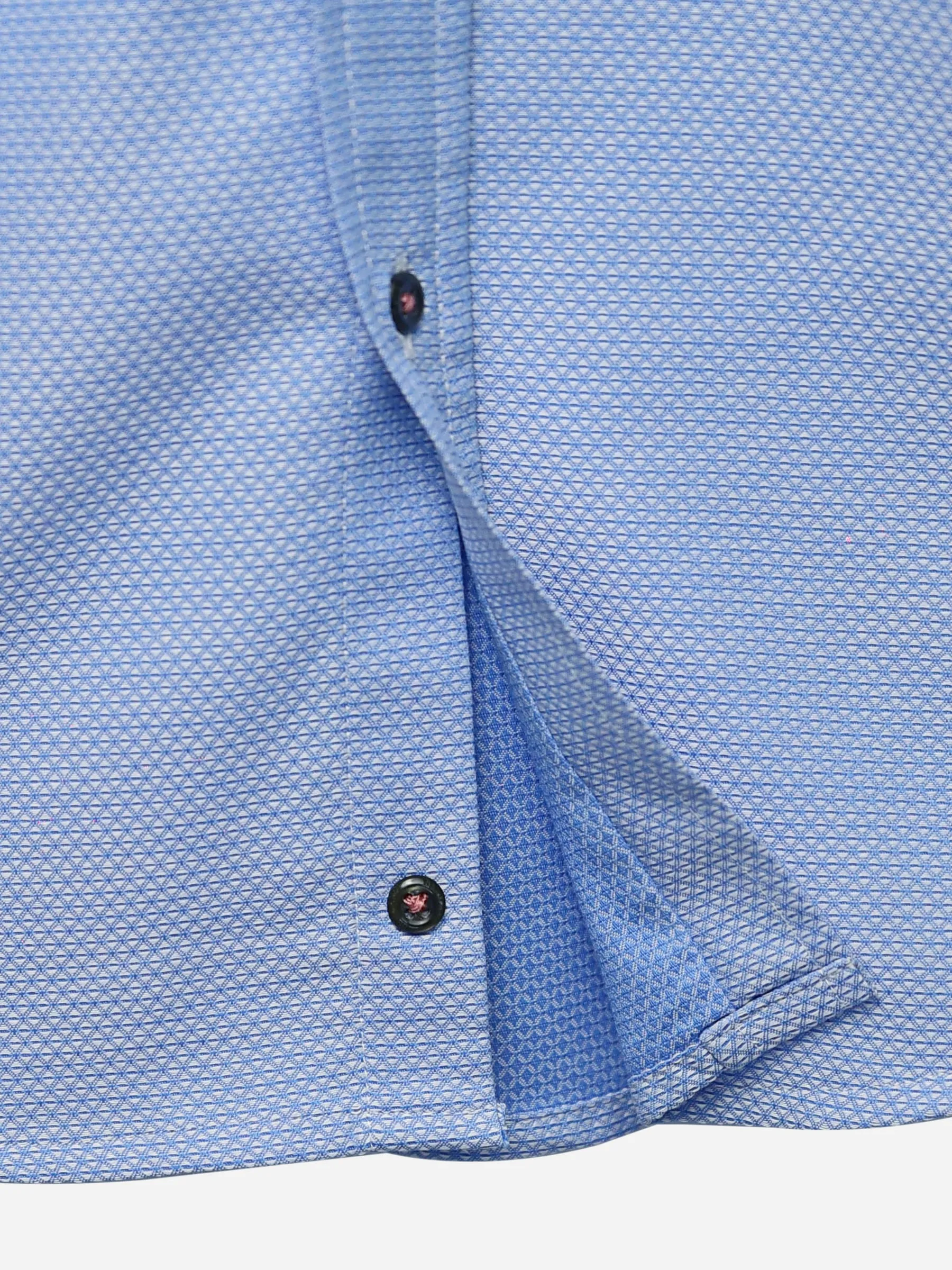 Blue Button Down Textured Casual Shirt