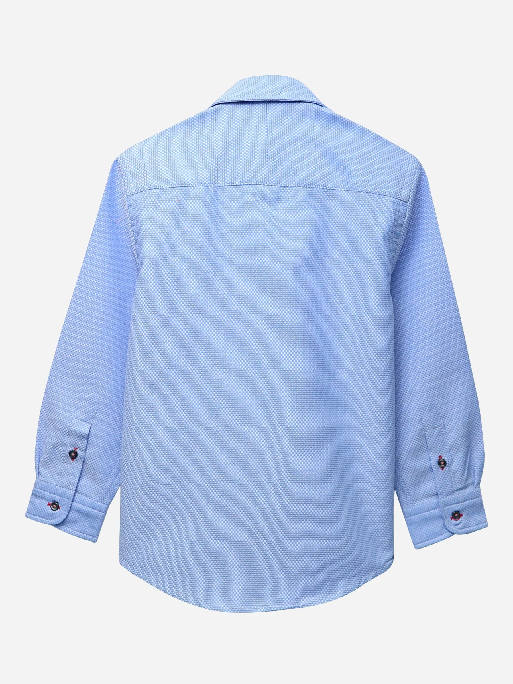 Blue Button Down Textured Casual Shirt