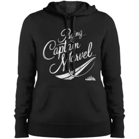 Captain Marvel Paging Distressed Cursive Women Hooded Sweatshirt