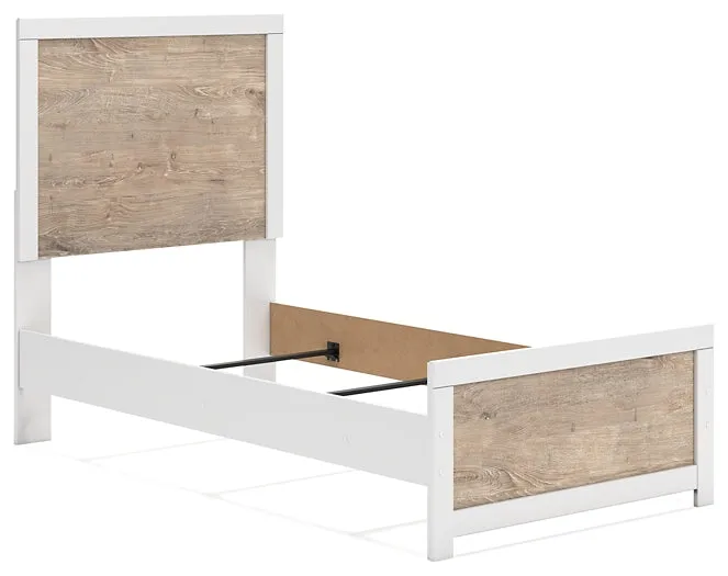Charbitt Twin Panel Bed with Mirrored Dresser