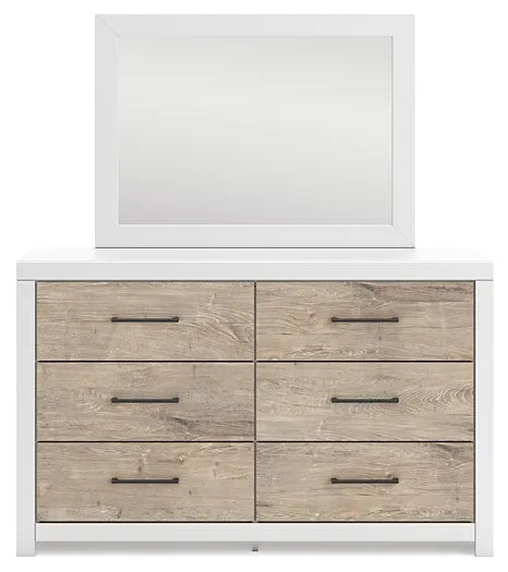 Charbitt Twin Panel Bed with Mirrored Dresser