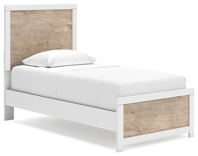 Charbitt Twin Panel Bed with Mirrored Dresser