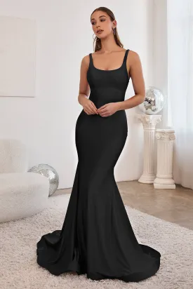 Cinderella Divine CD2219 Low Back Mermaid Dress with Flowing Train