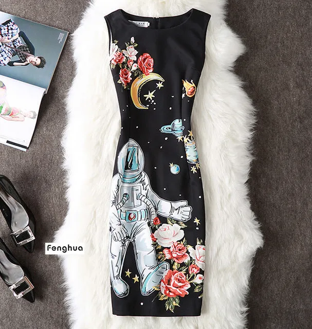 Fenghua Vintage Casual Elegant Sexy Women Summer Dress Plus Size 2017 Floral Party Dresses Slim O-neck Pencil Bodycon Dress 4XL