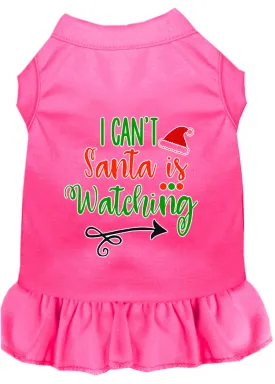 I Can't, Santa Is Watching Screen Print Dog Dress Bright Pink Xxl