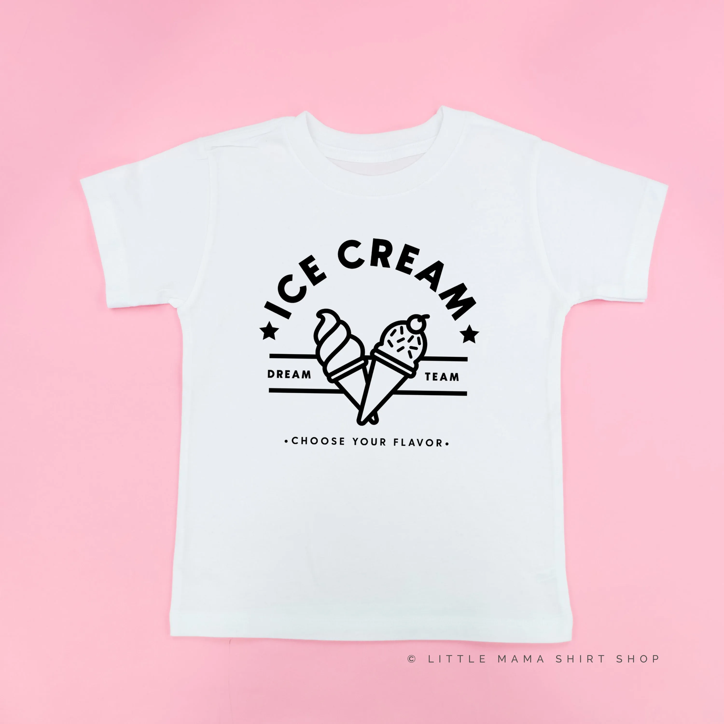 ICE CREAM DREAM TEAM - 5 ACROSS ON BACK - Short Sleeve Child Shirt
