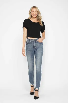 Judy Blue Tummy Control | Vintage Wash Destroy Hem | Skinny Jean