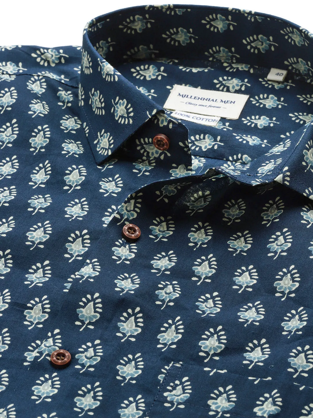 Millennial Men Blue Cotton Half Sleeves Shirt-Mmh060