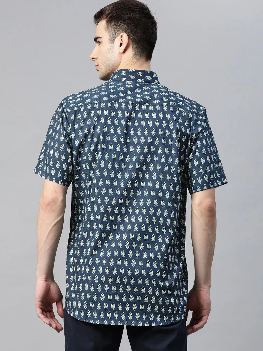 Millennial Men Blue Cotton Half Sleeves Shirt-Mmh060