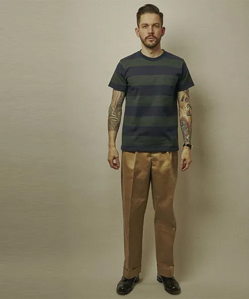 Ragtime Rugby Border Pocket Tee in Green x Navy