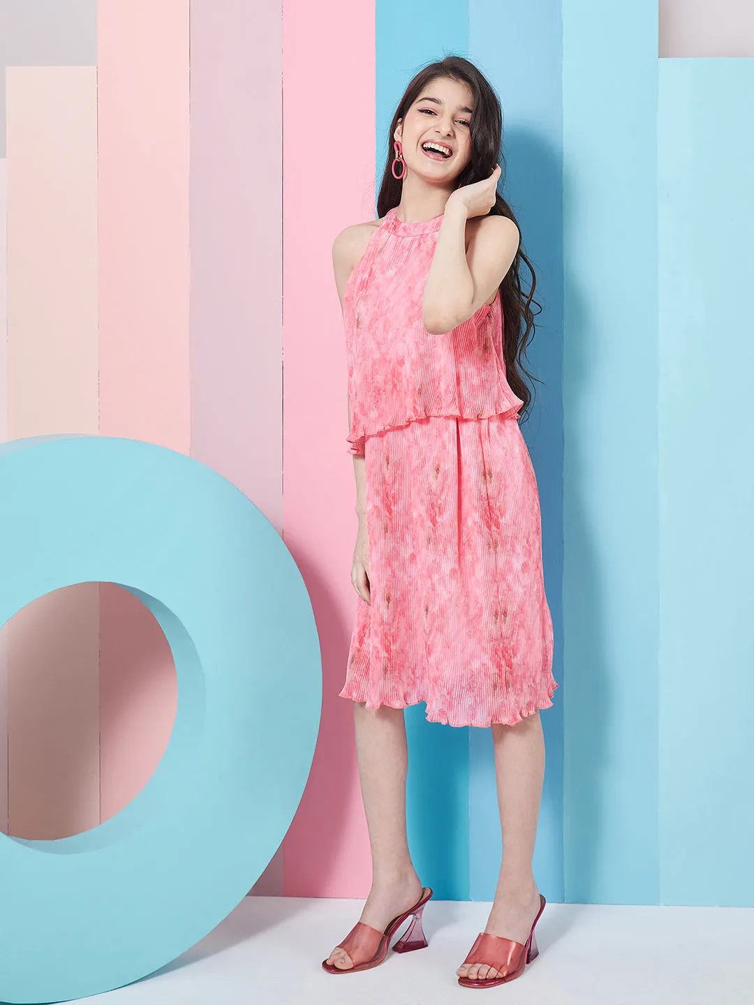 Round Neck A-Line Midi Dress