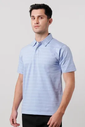 Striped Polo Shirt - Sky Blue