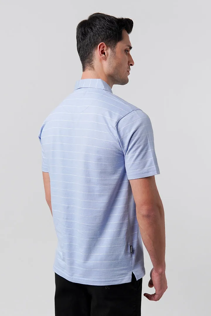 Striped Polo Shirt - Sky Blue