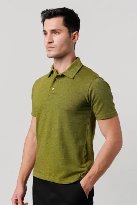 Textured Pique Polo Shirt - Moss Green