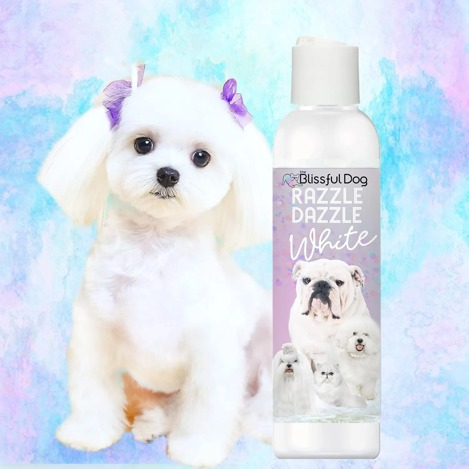 The Blissful Dog Razzle Dazzle White Pet Shampoo  Dog Shampoo for White/Light Colored Coat, 8 oz