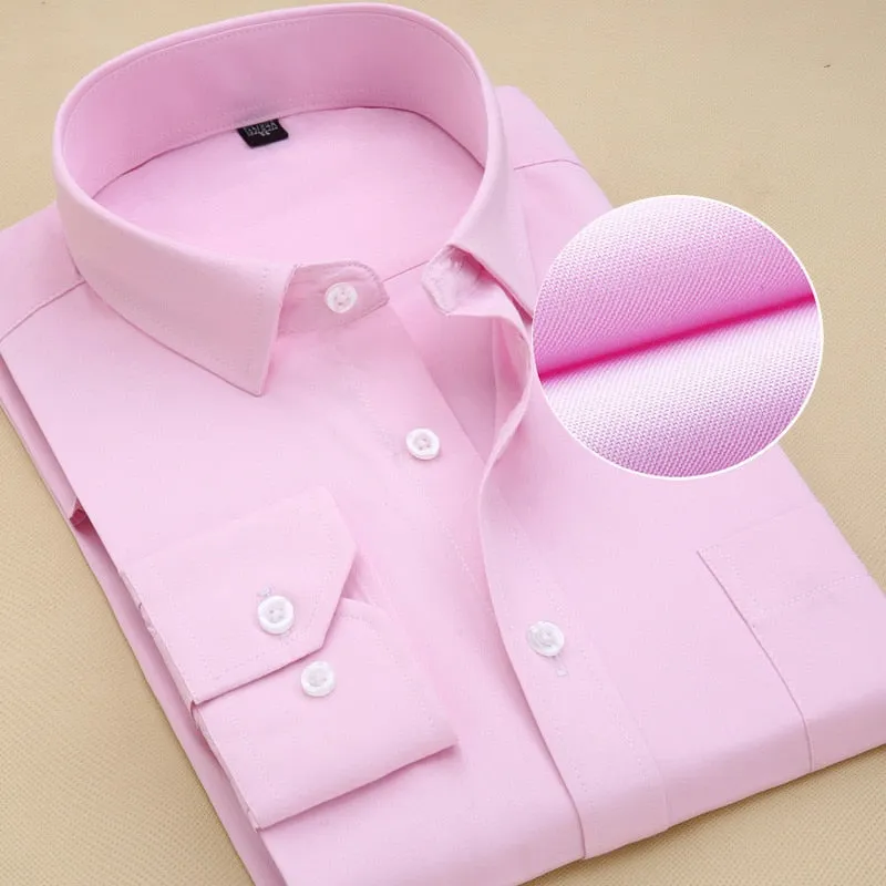 twill solid long sleeve business men dress